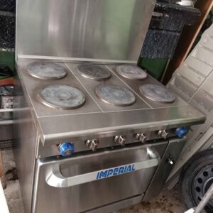 Estufa Eléctrica Industrial Imperial de 6 Hornillas con Horno